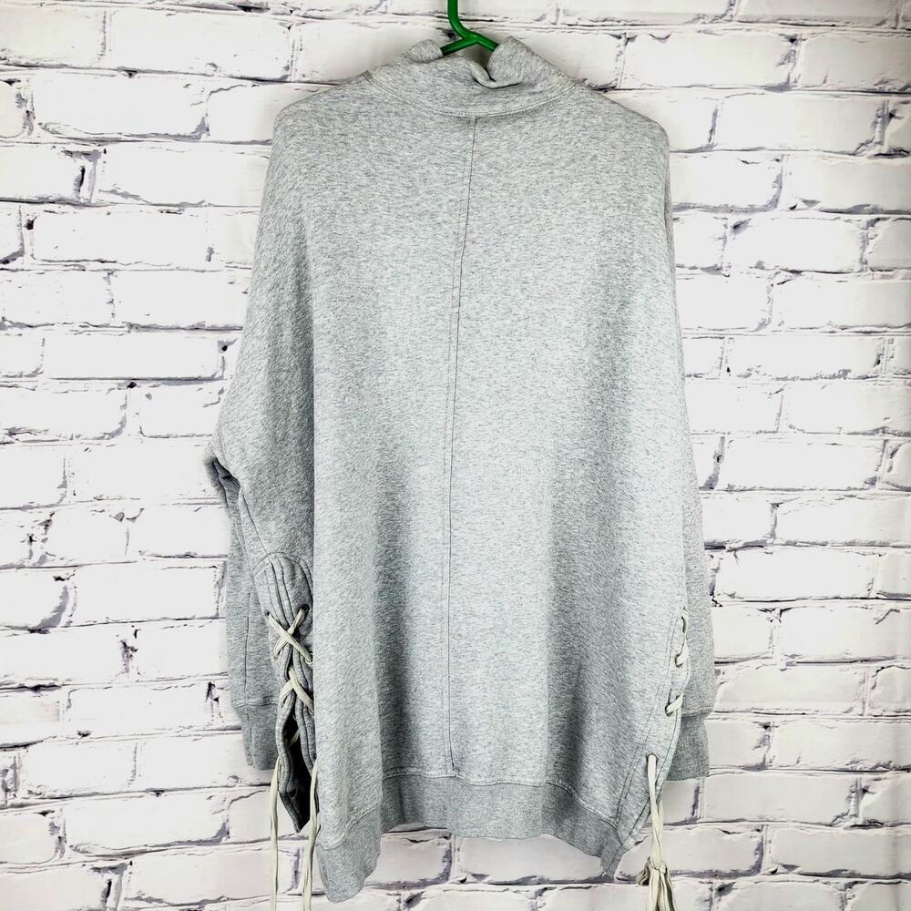 Free People Sweatshirt Oversized Lace-up Sides Long Sleeve Mock Neck Sz S cozy - Picture 2 of 8